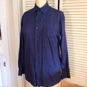 Waves Stripe 100% Cotton Shirt by Emanuel Ungaro